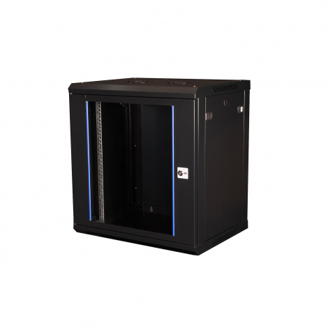 Шкаф 19" телекоммуникационный настенный, 12U 635x600х450 мм, дверь стекло, черный